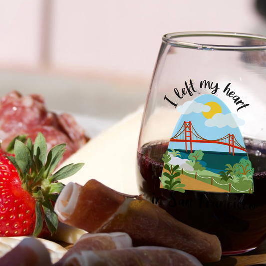 Stemless wine glass "I Left My Heart in San Francisco"