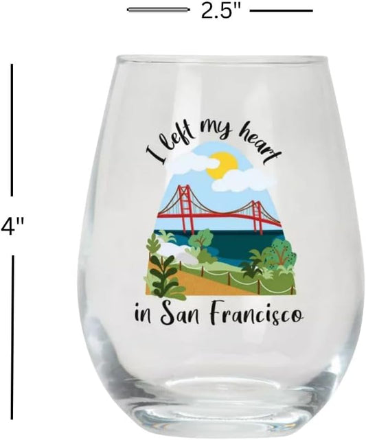 Stemless wine glass - I Left My Heart in San Francisco