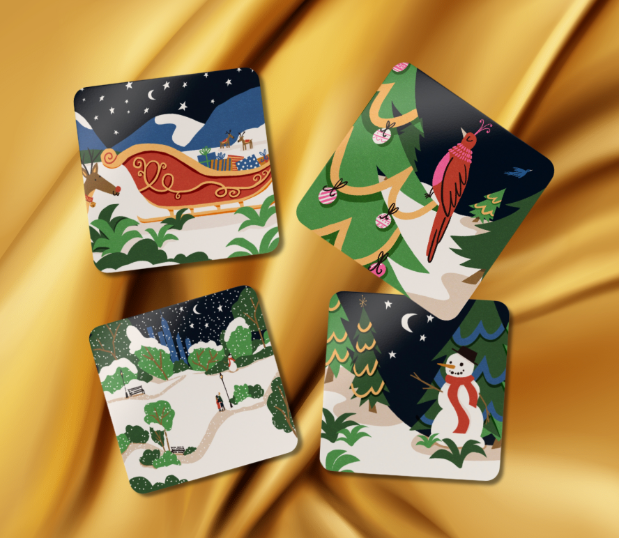 Cocktail coasters - "Winter Wonderland"