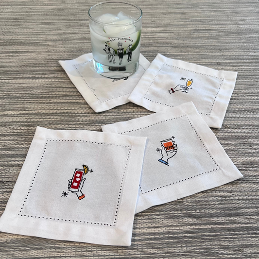 Ain't We Got Fun Linen Cocktail Coasters | Hostess Gift