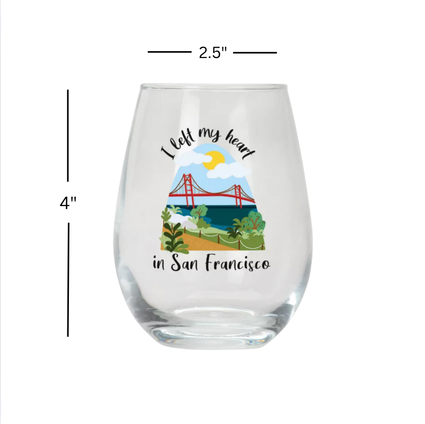 Stemless wine glass "I Left My Heart in San Francisco"