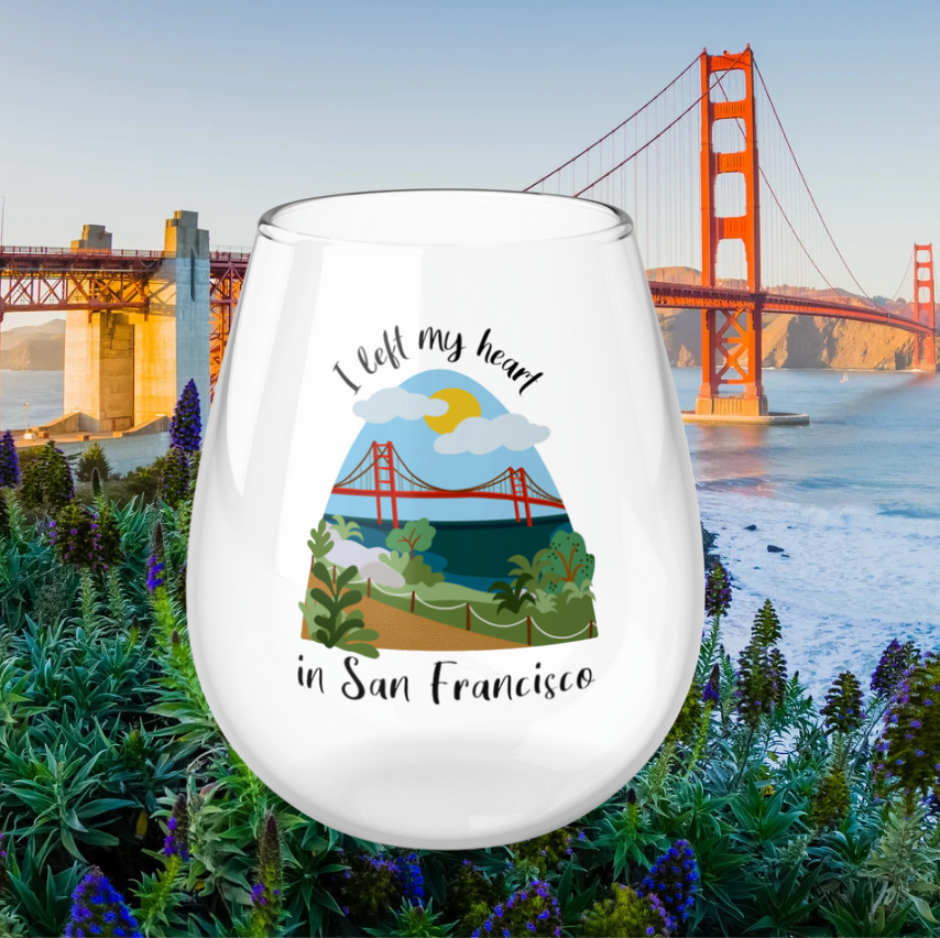 Stemless wine glass "I Left My Heart in San Francisco"