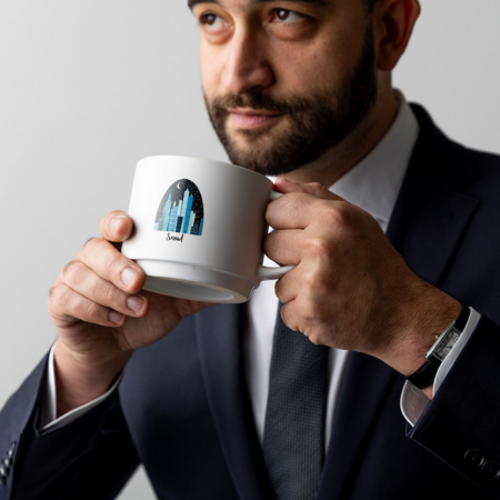 Coffee Mugs - stackable - set of four