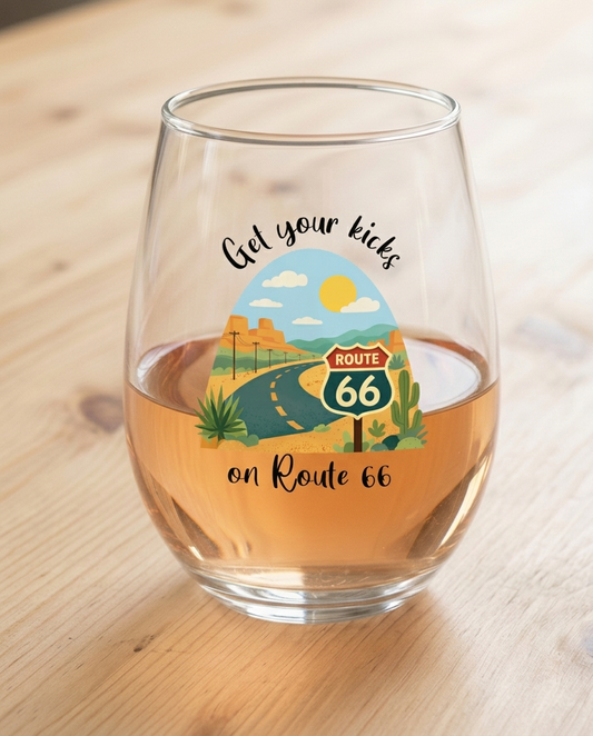 Stemless Wine Glasses for Music Lovers | Songbook Ink “(Get Your Kicks) On Route 66”