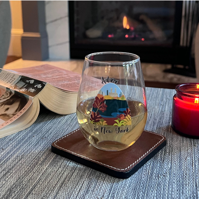 Stemless Wine Glasses for Music Lovers | Songbook Ink “Autumn In New York”