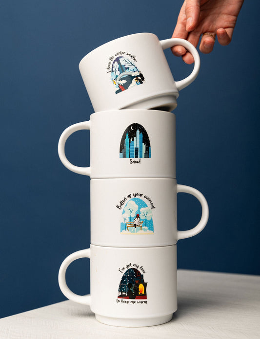 Coffee Mugs - stackable - set of four