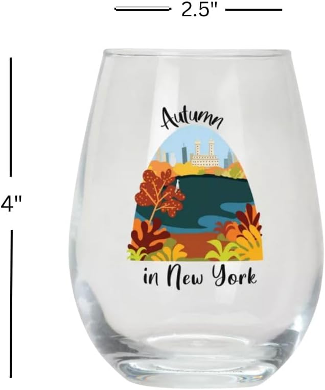 Stemless wine glass - Autumn in New York