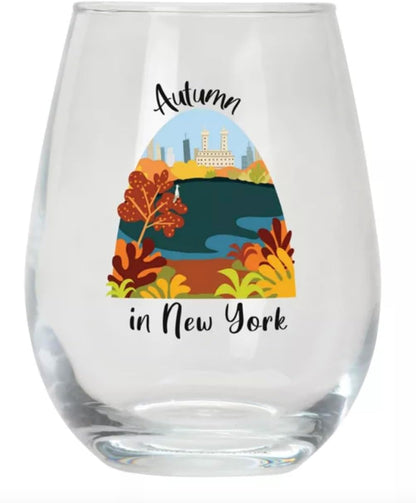 Stemless wine glass - Autumn in New York