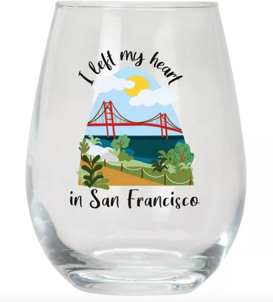 Stemless wine glass - I Left My Heart in San Francisco