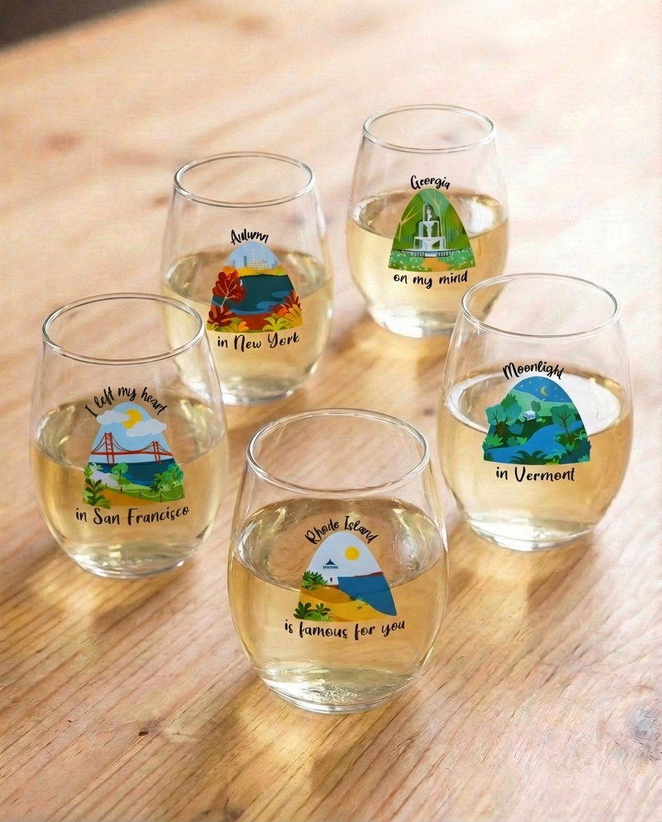 Stemless Wine Glasses for Music Lovers | Songbook Ink “I Left My Heart In San Francisco”