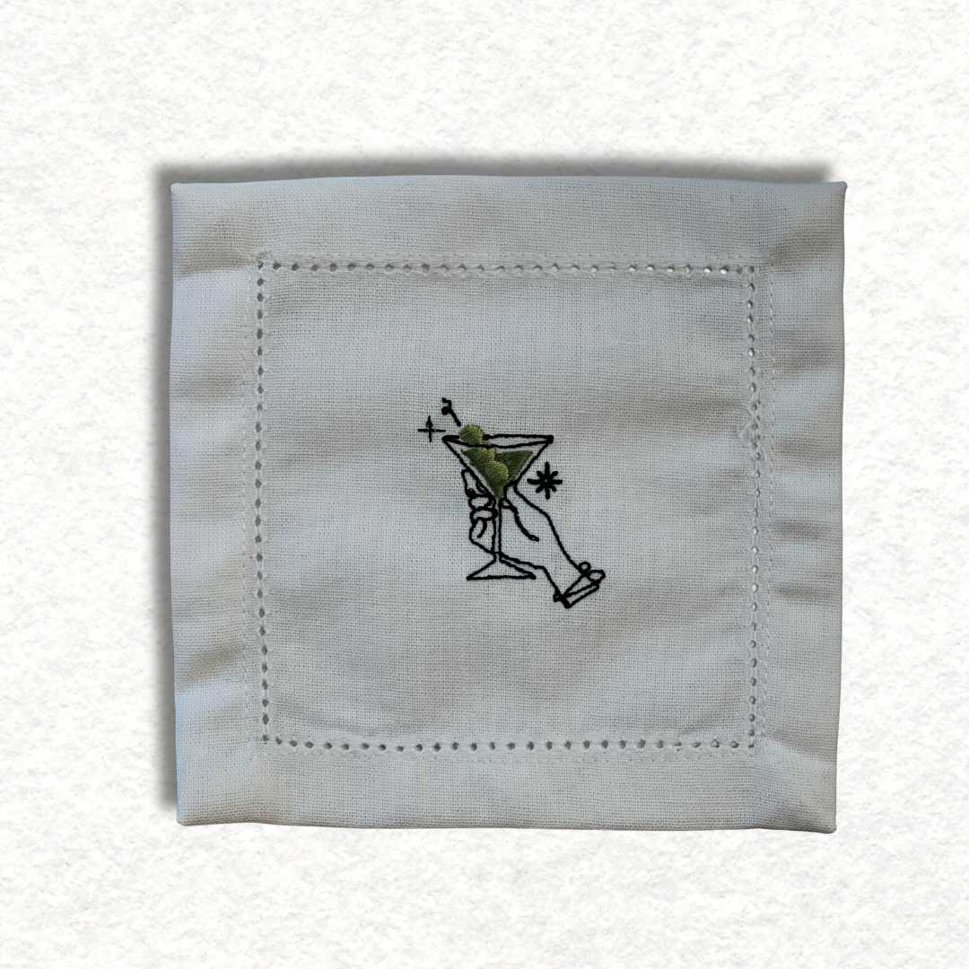 Cocktail coasters - embroidered "Auld Lang Syne"