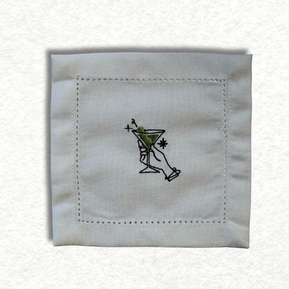 Cocktail coasters - embroidered "Auld Lang Syne"