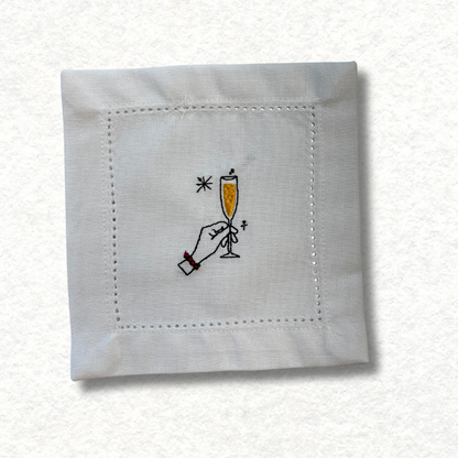 Cocktail coasters - embroidered "Auld Lang Syne"