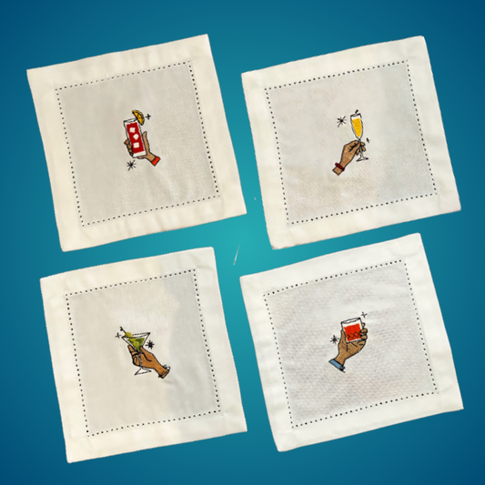 Ain't We Got Fun Linen Cocktail Coasters | Hostess Gift