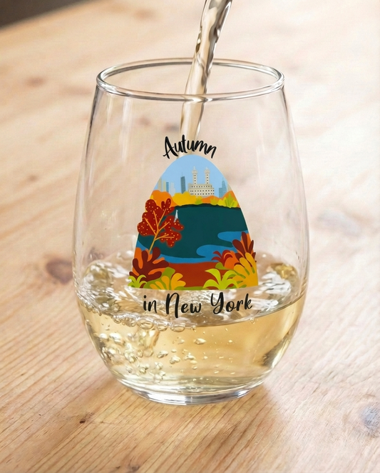 Stemless Wine Glasses for Music Lovers | Songbook Ink “Autumn In New York”