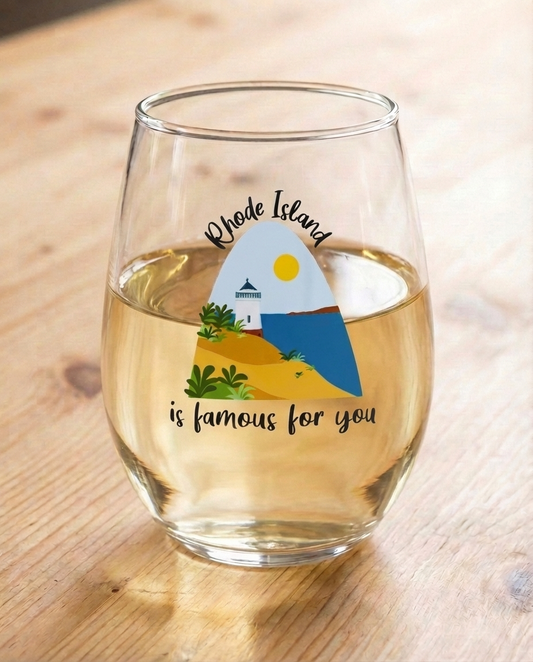 Stemless Wine Glasses for Music Lovers | Songbook Ink “Rhode Island Is Famous For You”