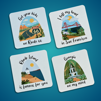 Road Trip Cocktail Coasters | Travel Gift for Wine Lovers