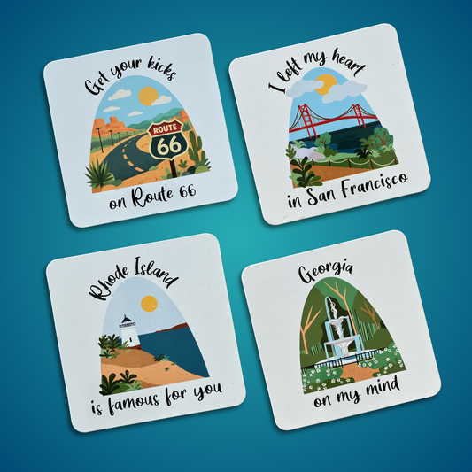 Road Trip Cocktail Coasters | Travel Gift for Wine Lovers