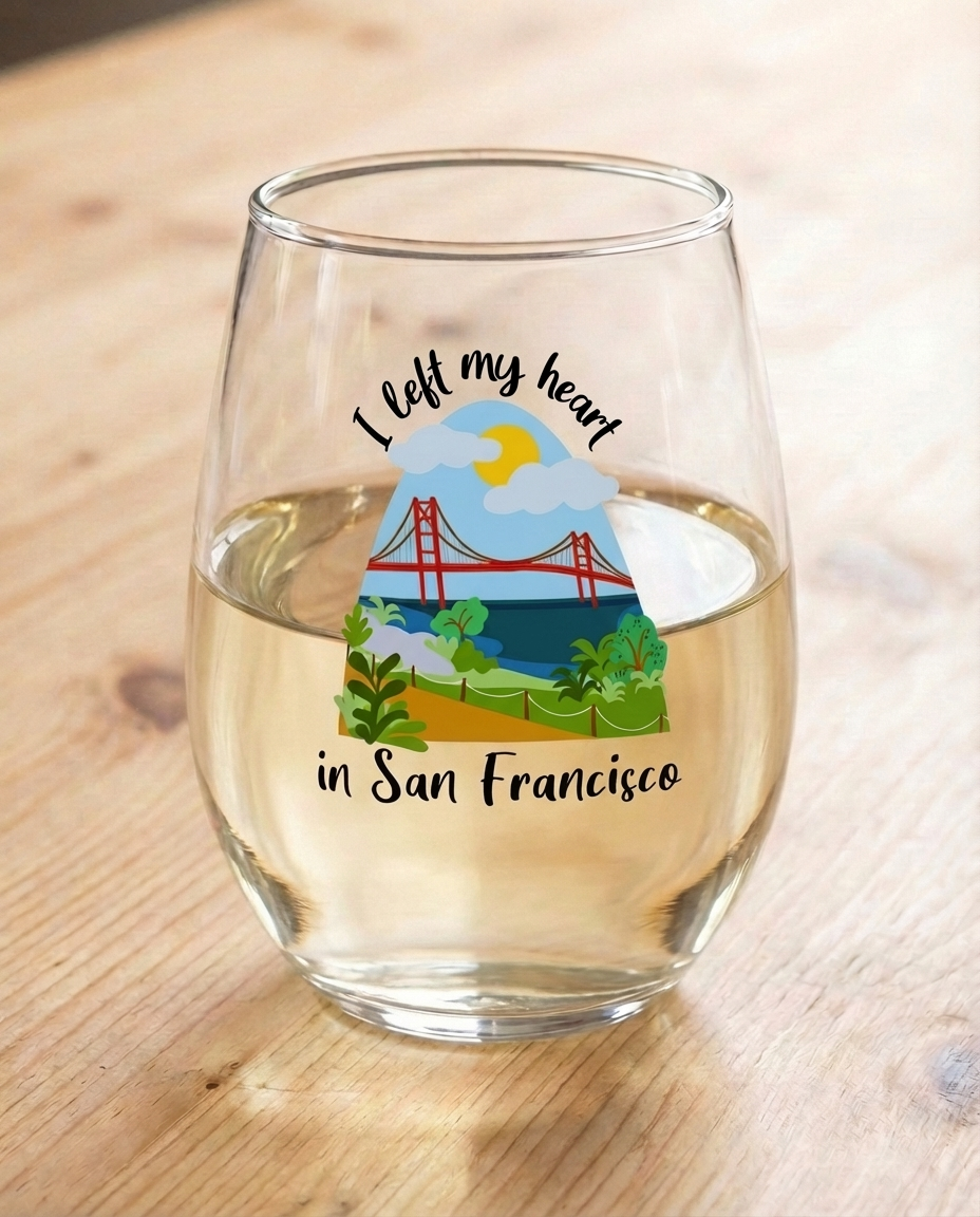 Stemless Wine Glasses for Music Lovers | Songbook Ink “I Left My Heart In San Francisco”