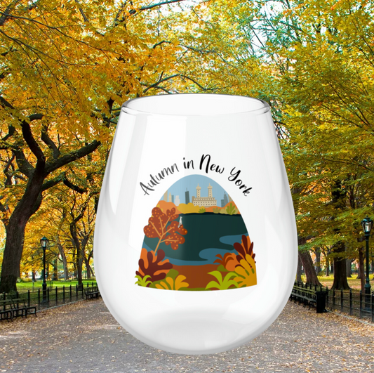 Stemless wine glass  "Autumn in New York"