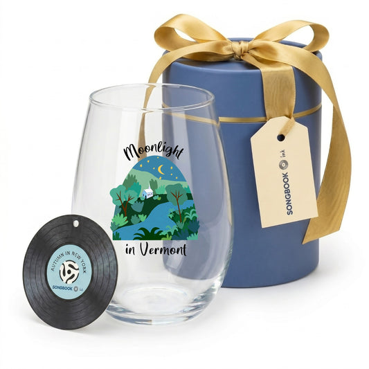Stemless Wine Glasses for Music Lovers | Songbook Ink “Moonlight In Vermont”