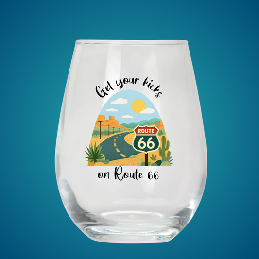 Stemless Wine Glasses for Music Lovers | Songbook Ink “(Get Your Kicks) On Route 66”