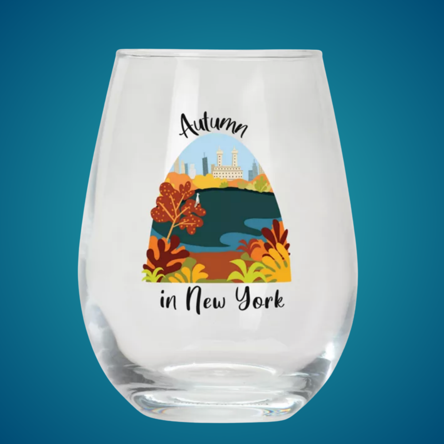 Stemless Wine Glasses for Music Lovers | Songbook Ink “Autumn In New York”