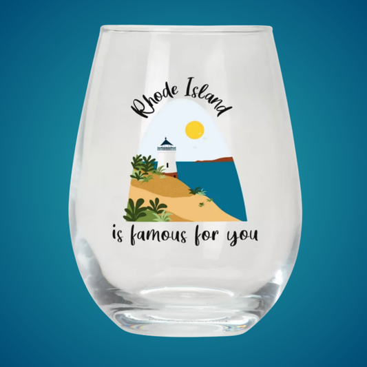Stemless Wine Glasses for Music Lovers | Songbook Ink “Rhode Island Is Famous For You”